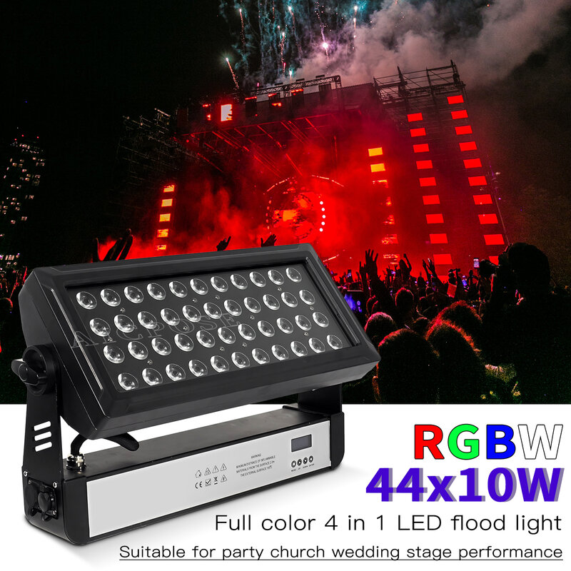 10Pcs/Lots Outdoor Performance Waterproof Stage Light 44x10W RGBW 4 in 1 LED Wall Washer Halloween DJ Disco Equipment Lighting