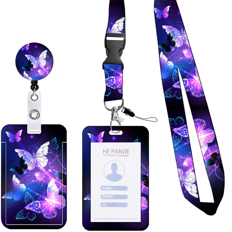 Butterfly Neck Strap Lanyard Business Credit Card Holder Mobile Phone Strap Holder Neck Strap Keychain Hang Rope ID Badge Holder