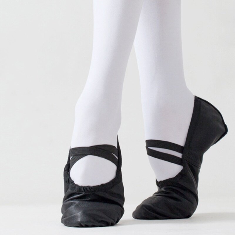 Sapatos de Dança do Ventre Pele de Porco para Homens e Mulheres, Sapatos de Treinamento Corporal Yoga, Sapato de Solado Macio Preto para Crianças e Adultos