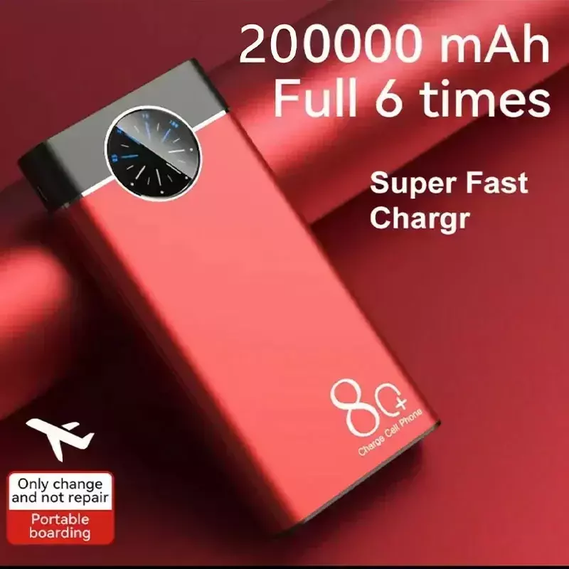 200000mAhPower Bank Super Fast Chargr PowerBank Portable Charger Digital Display External Battery Pack for iPhone Xiaomi Samsung
