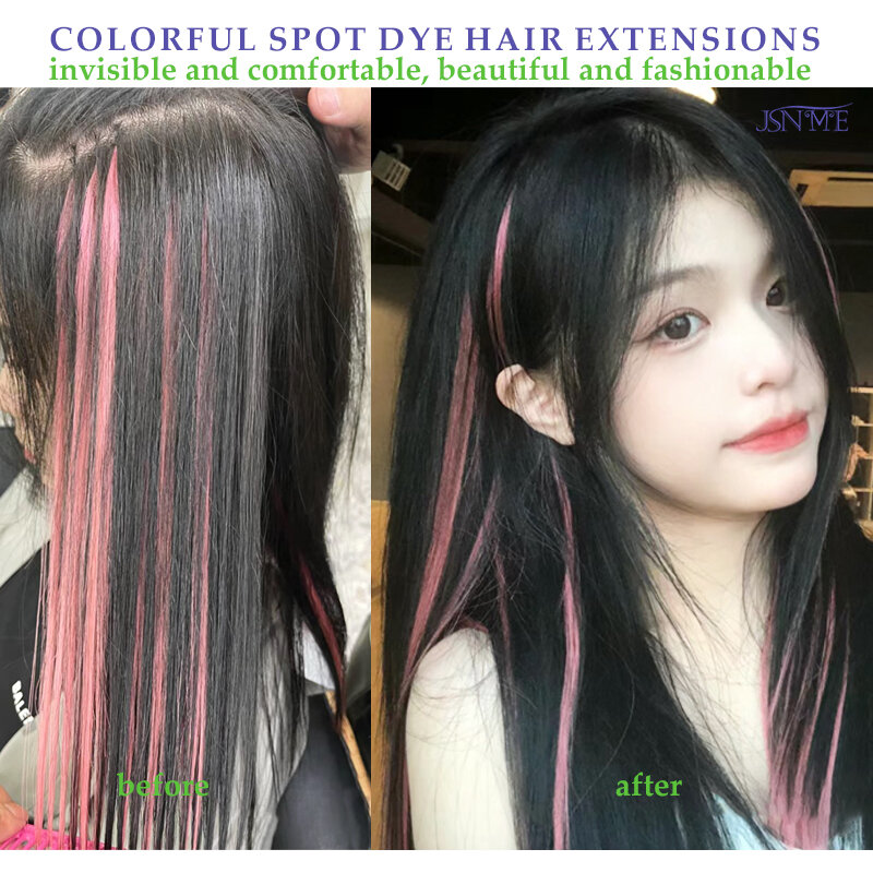 JSNME ekstensi rambut lurus bulu mikro baru rambut manusia Remy biru ungu merah muda 613 warna 100% rambut manusia alami asli