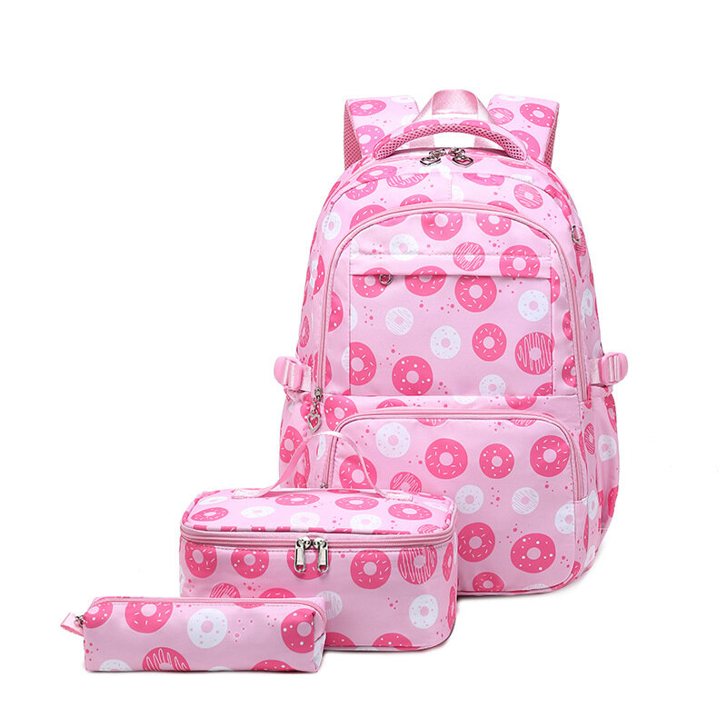 3 pezzi/set borse da scuola per bambini zaino per bambini in Nylon di lusso per adolescenti con astuccio per matite Lunchbox 2023 borsa per libri stampata