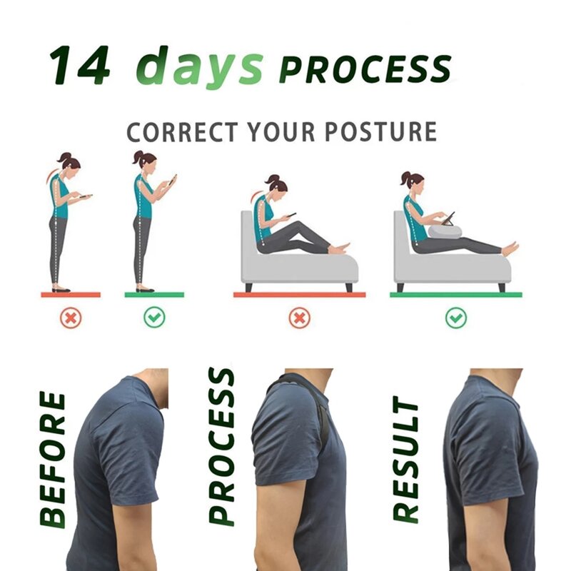Corrector de postura ajustable para hombre y mujer, cinturón de corrección para alivio del dolor de la columna vertebral, protección contra jorobadas, soporte para hombros y espalda