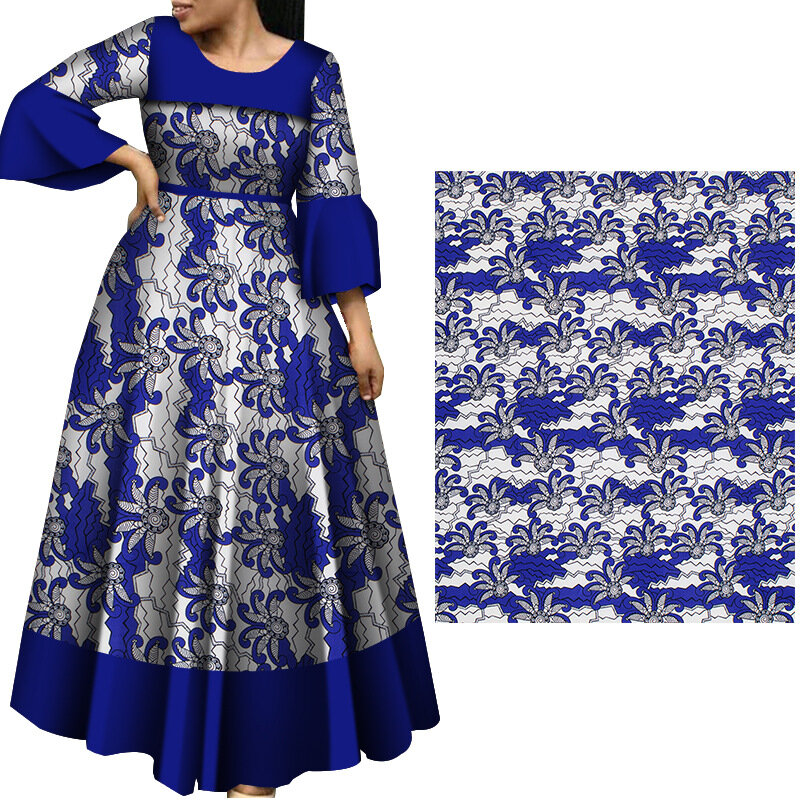 Tela de batik azul y blanca estampada africana, tela de ropa de Ankara, cera holandesa de ankara, alta calidad