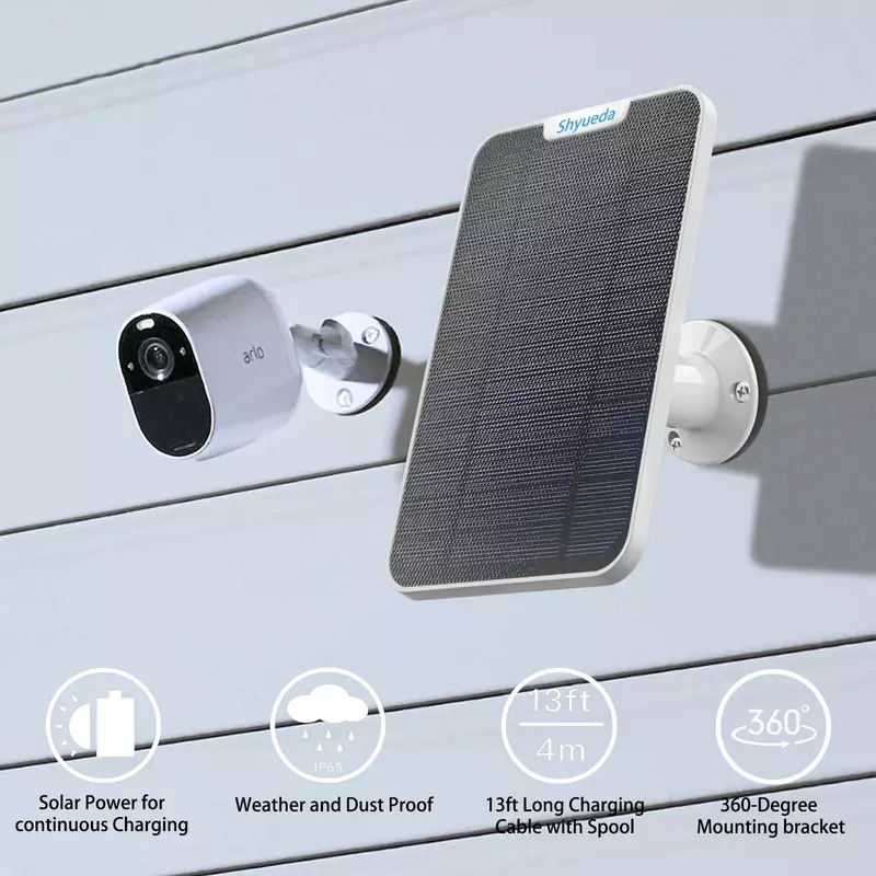 Новая солнечная панель 4 Вт для зарядки прожектора Arlo Essential/прожектор XL с кабельным креплением (белый)