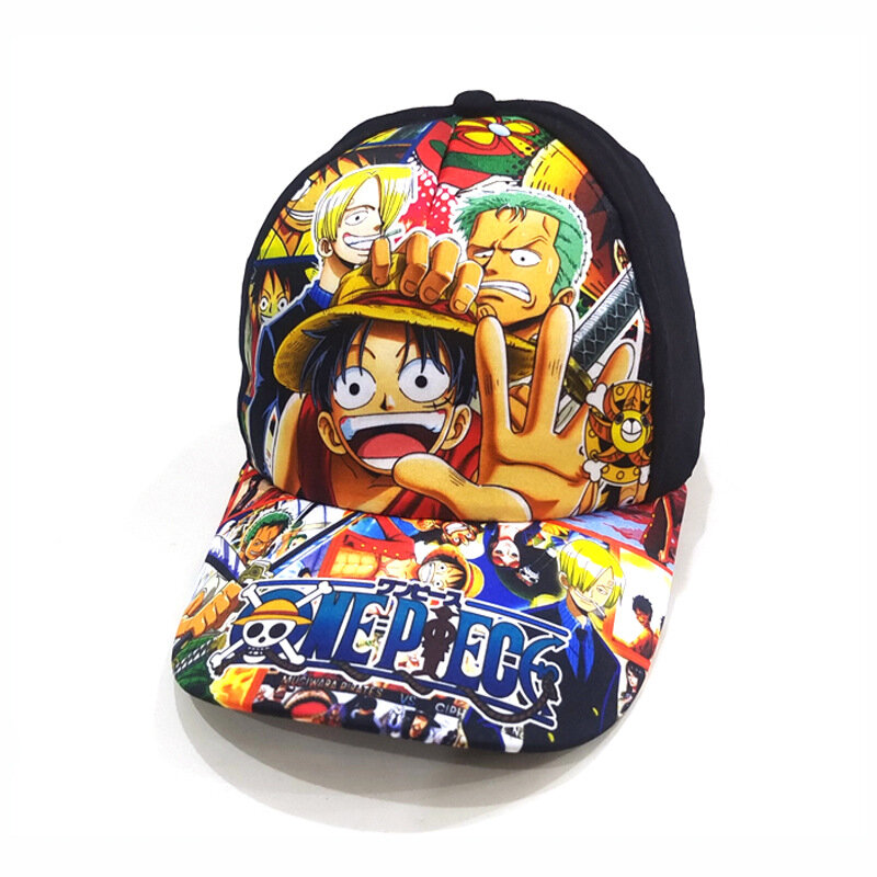 원피스 야외 스포츠 태양 모자, 애니메이션 통기성 야구 모자, 루피 로로로노아 조로, 조절 가능한 편안한 피크 어린이 모자