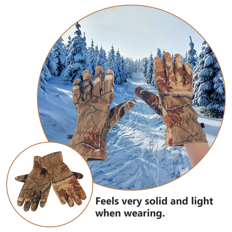 Of Camo sarung tangan Ski pria wanita, sarung tangan jari penuh untuk berburu kamuflase luar ruangan