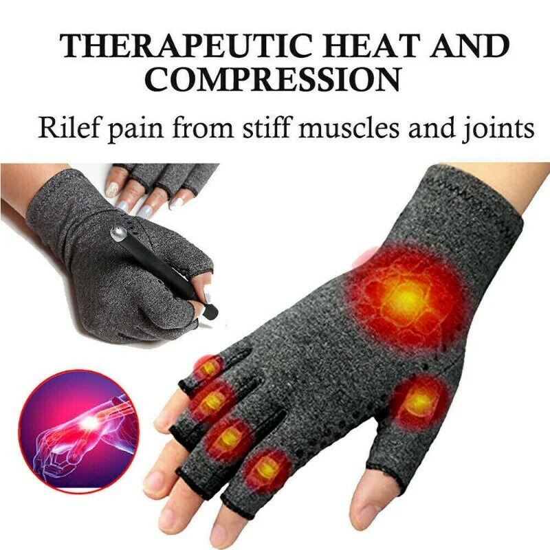 Luvas de artrite para homens e mulheres, suporte de pulso, cinta manual, pulseira terapêutica, algodão, compressão, 1 par