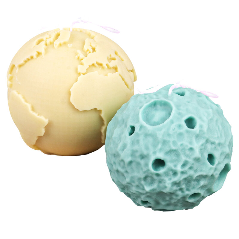 Moule à bougie en silicone 3D Earth Moon, bougie spatiale créative, moule en résine de Regina, cadeaux faits à la main, artisanat en plâtre, décoration d'intérieur