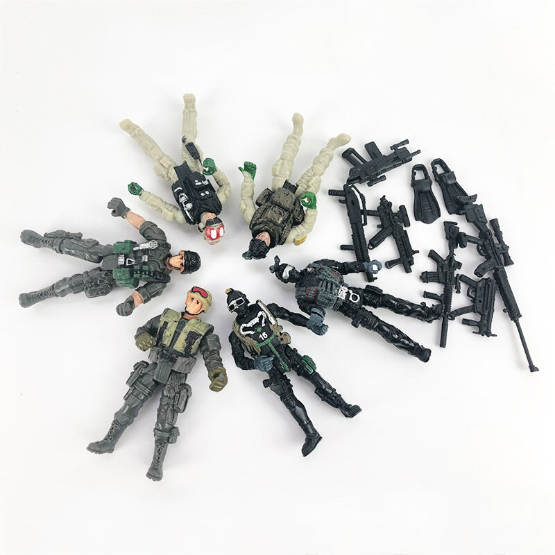 Figura movible militar de soldado conductor, juguete de 10cm, 1/14, excavadora RC, cabina y remolque, coche militar, modelo de decoración
