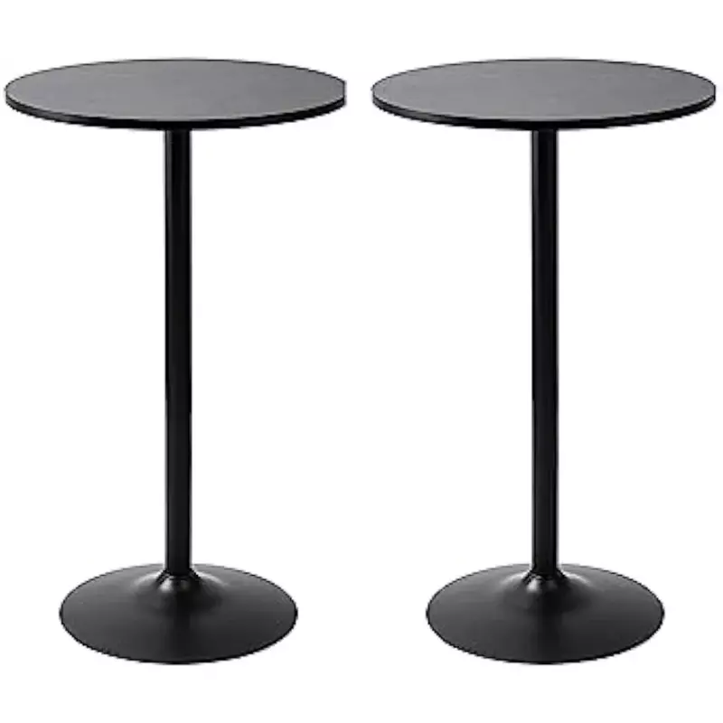 Bar table set of 2 round bar and bar table, black