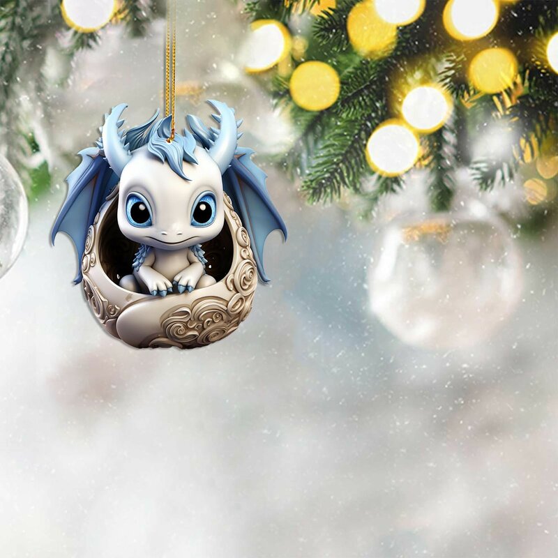 装飾的なドラゴンの卵の形をした磁器の置物,青と白,クリスマス人形,車の室内装飾,木のおもちゃ,ギフト