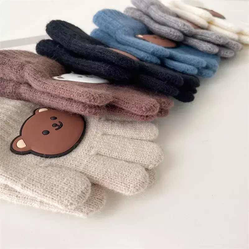 1 Pair Kids Glove Fashion Cartoon Bear Glove for Toddler Boyr Girl Autumn Winter Outdoor Playing Warm Glove Winter Accessories