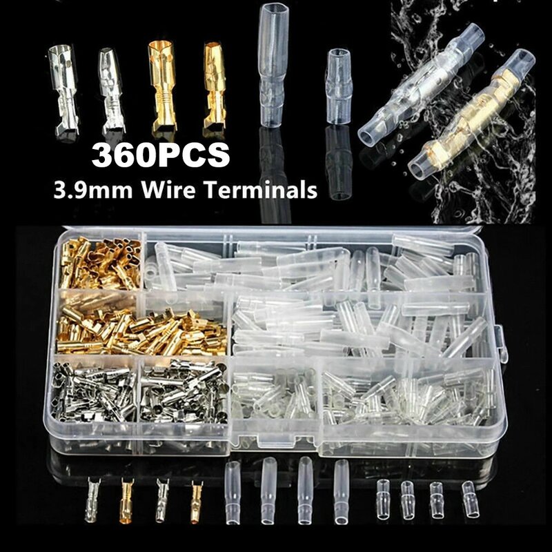 360PCS/Box 3.9mm Male Female Bullet Connector Plug Crimp Terminals Socket With Insulator Sleeve Cover For Cable Wire Connection