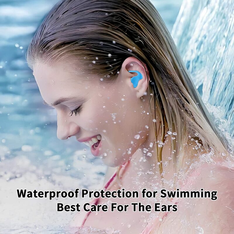 Penyumbat telinga silikon penghilang kebisingan, untuk tidur, berenang dapat digunakan kembali tahan air dengan pengurang kebisingan
