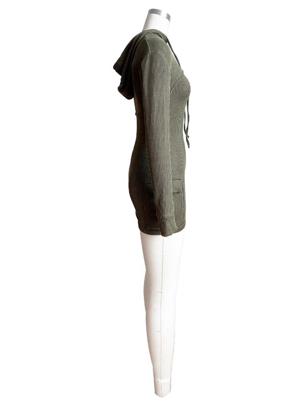 Женский костюм пляжного типа, однотонный комплект из двух предметов в рубчик, накидка с капюшоном и длинными рукавами и карманы на бретелях-спагетти, Модный Эластичный костюм в уличном стиле