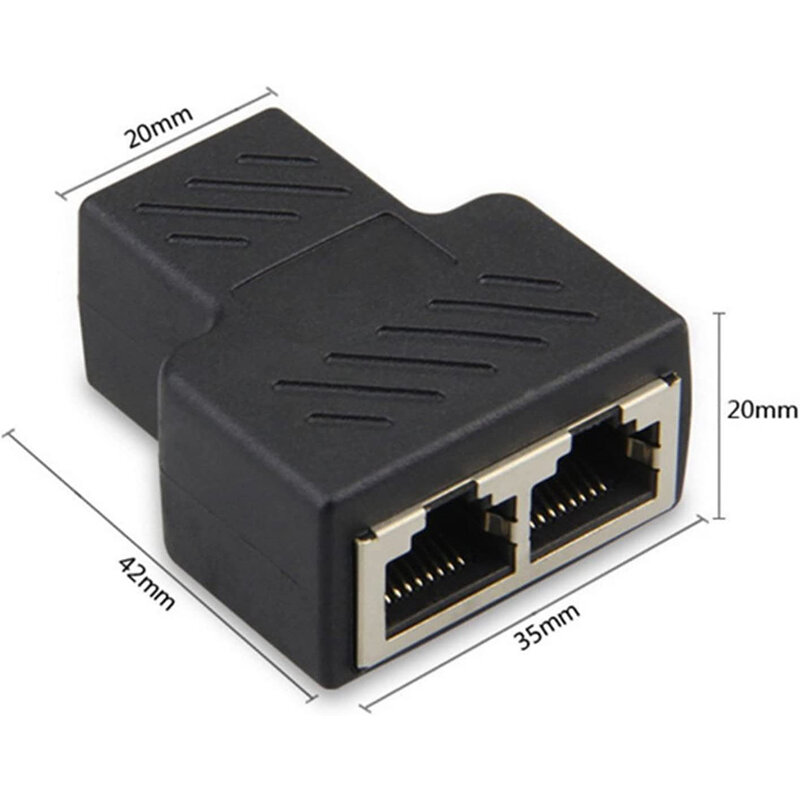 Hoolnx RJ45อะแดปเตอร์ Ethernet Splitter 1ถึง2กล่องขยายสัญญาณขั้วต่อหญิง2 8P8C ปลั๊กต่อ LAN Coupler