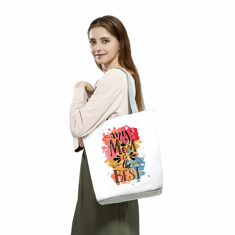 Mães sacolas impressas para mulheres, padrão personalizado, design de arte dobrável, alta capacidade, bolsas de ombro moda, bolsas carta MOM