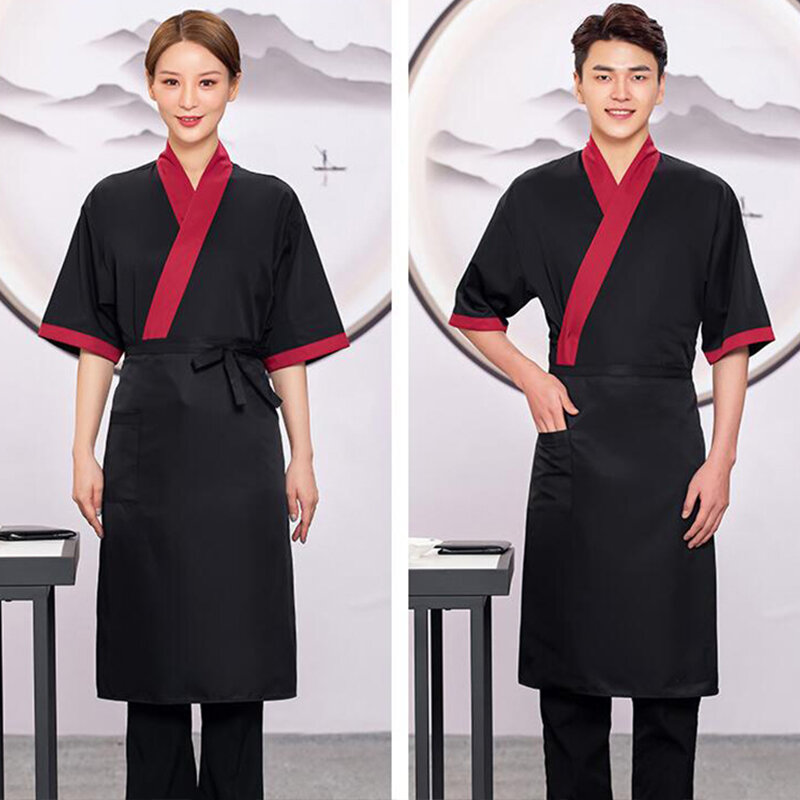 Phong Cách Nhật Bản Nhà Hàng Sushi Bồi Bàn Áo Liền Quần Kimono Hanbok Unisex Phục Vụ Ăn Uống Thịt Nướng Shop Bồi Bàn Làm Việc Mặc Áo Với Tạp Dề