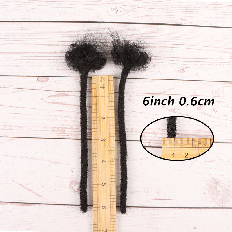 Ahvast 4 polegada e 6 polegada natural preto cor dreads extensões 100% completa feito à mão cabelo humano dreadlocks macios 60 vertentes