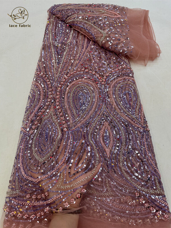Модная африканская роскошная кружевная ткань из тюля с бусинами французская кружевная ткань ручной работы с вышивкой блестками для женщин платья для рождественской вечеринки