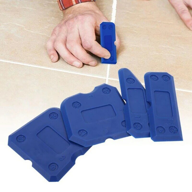 4 pezzi Kit di strumenti per calafataggio sigillante per giunti in Silicone spatola raschietto strumenti per la riparazione del bordo strumento manuale per la pulizia dei bordi delle piastrelle del pavimento