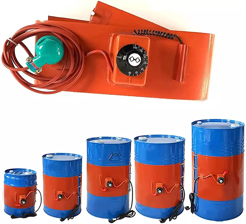 Almohadillas de calefacción de goma de silicona con termostato, controlador de temperatura, Sensor, envolturas de calentador, cinturones para tanque de aceite, barril de tambor, 110V/220V