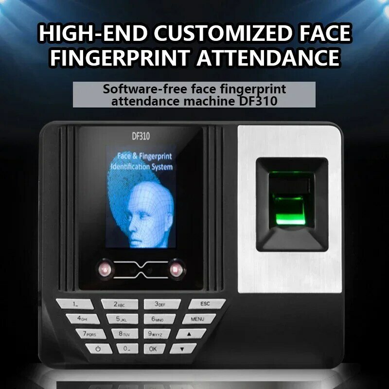 جهاز التعرف على الوجه والعمل ببصمة الإصبع ، بصمة الإصبع ، علامة ، فرشاة ، بطاقة لكمة ، شاشة DF310