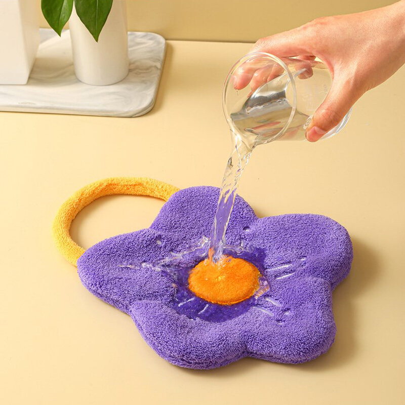 Szybkoschnący ręczniki koralowy polar chusteczka do naczyń kuchnia łazienka chłonna ściereczka ściereczka do czyszczenia kreatywnych kształt kwiatu