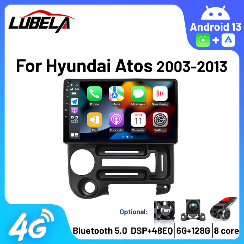 2Din Carplay Radio samochodowe dla Hyundai Atos 2003-2013 odtwarzacz multimedialny Android 13 4G WIFI nawigacja Carplay Stereo jednostka główna DVD