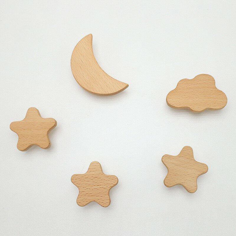 Piękny kształt serca uchwyty meblowe księżyc szuflady drewniane gałki gwiazda chmura dekoracja dla dzieci szafka drewno ciągnie