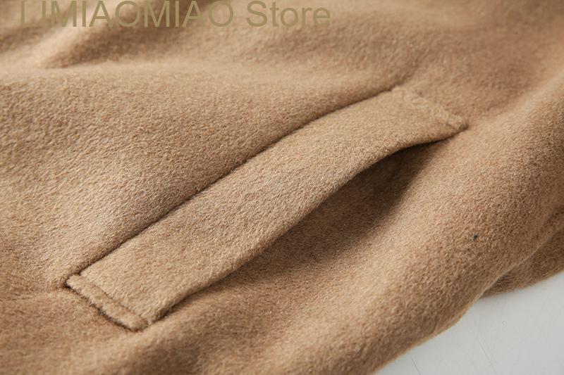 Casaco de lã single-breasted masculino dupla face, blusão, comprimento médio, novo