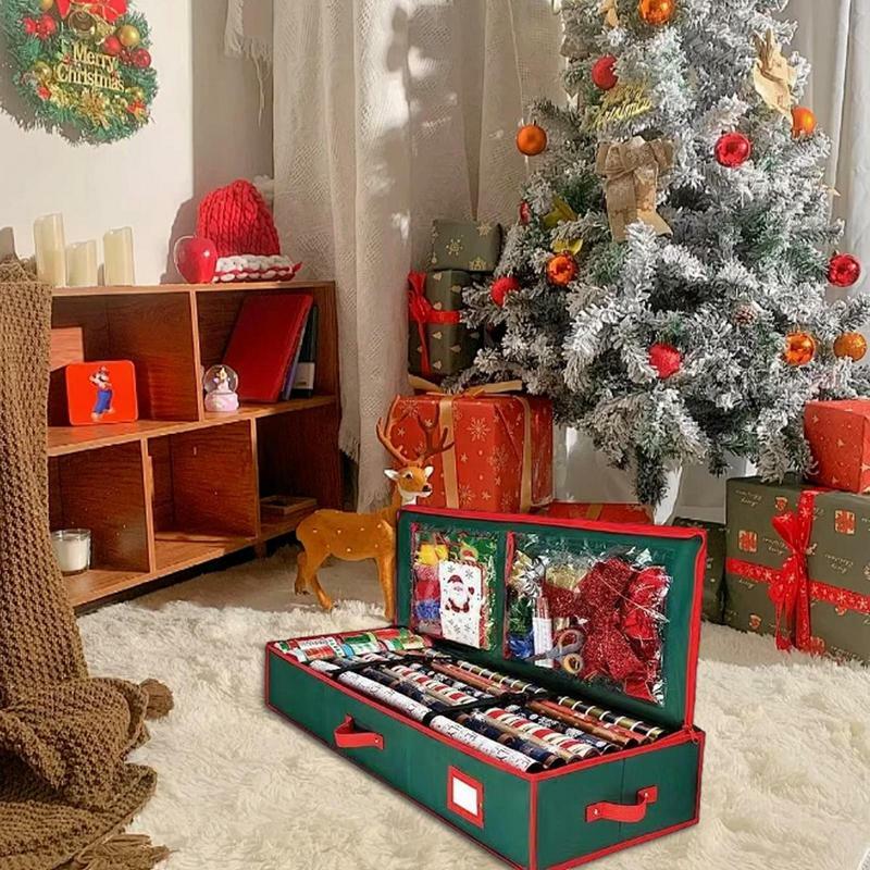 Рождественский упаковочный органайзер для хранения бумаги, 40 дюймов, подкладка, органайзер для подарочной упаковки, сумки, пакет для хранения подарочной обертки для ленты