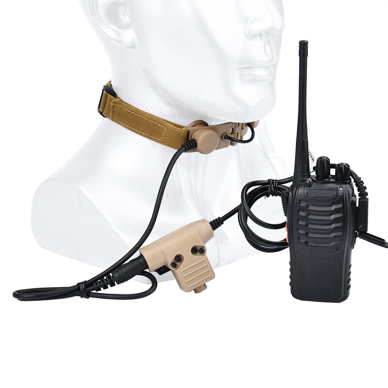 Wadsn-Microfone de garganta tático, microfone, Walkie Talkie, fone de ouvido, Laryngam BaoFeng, UV-5R, UV-5X, UV-82, U94 P