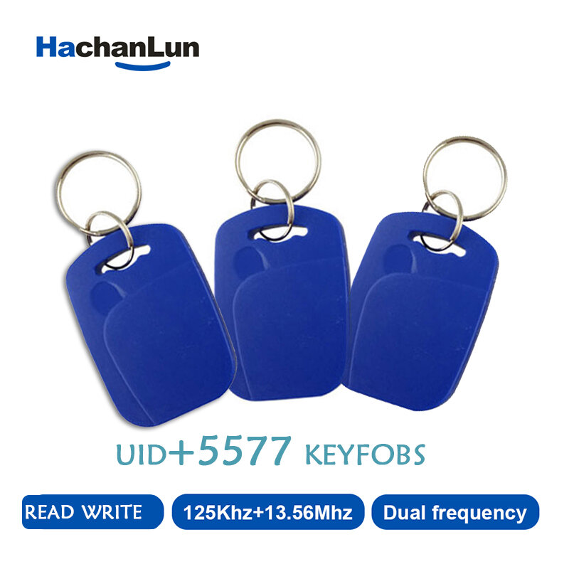 Dual-Chip Keychain Rfid Dual-Chip Smart Tag Ic Id Rewritable Keychain 125khz Clone Copier Badge 13.56mhz Nfc T5577 Uid Copy Tag