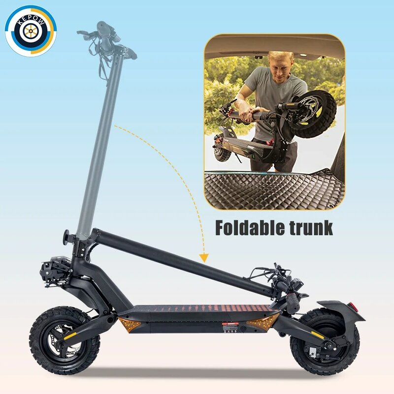 Электрический скутер Kepow для взрослых, 10 дюймов, двойной привод T8, 1000 Вт * 2 мотора, E-скутеры 45 км/ч, складной скутер с радиусом действия до 60 км