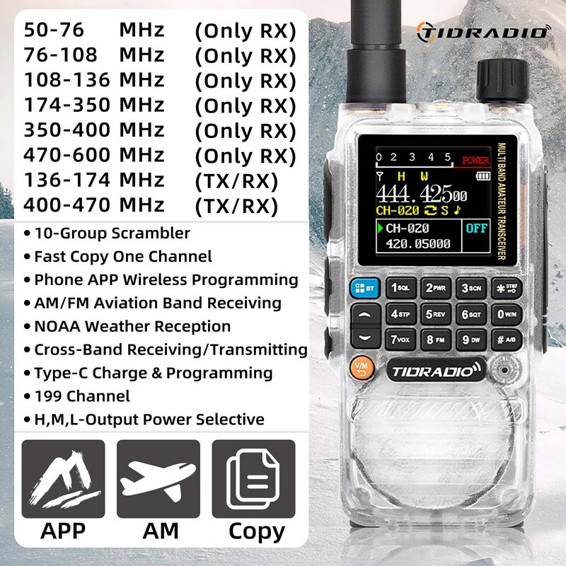 TIDRADIO H3 Walkie Talkie profesional, aplikasi telepon nirkabel pemrograman aplikasi jarak jauh kontrol stasiun radio multifungsi