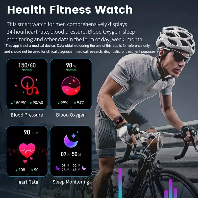 2024 Outdoor Sports Fitness Smartwatch For Men 1.96 Inch Screen Bluetooth Calling Waterproof Watches Blood Oxygen Reloj Hombre