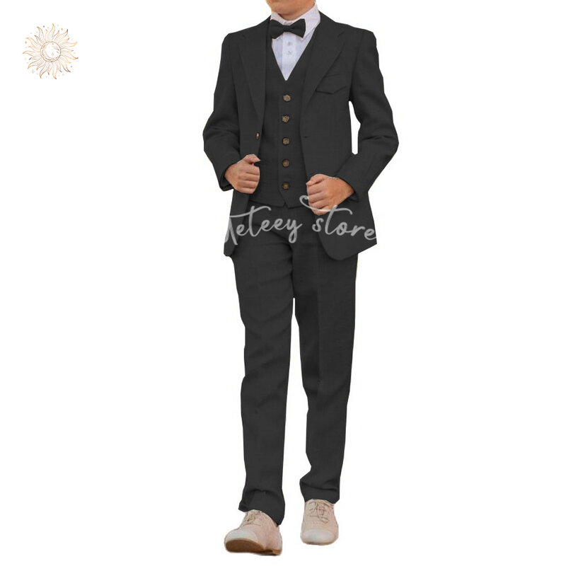 Смокинг для мальчиков, облегающий костюм из 3 предметов, однотонные костюмы, официальный Свадебный костюм для шафера, костюм для выпускного, смокинг, костюмы