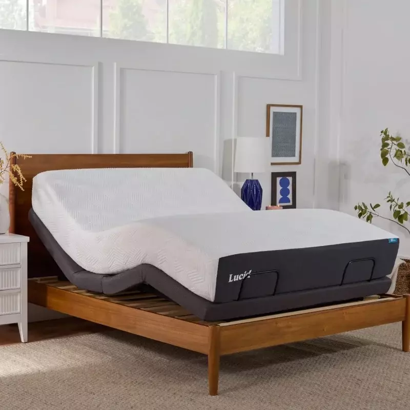 Marco de cama ajustable LUCID L300, base de cabeza y pie inclinada, control remoto inalámbrico USB, montaje fácil para 2 personas, Motor silencioso, Relax