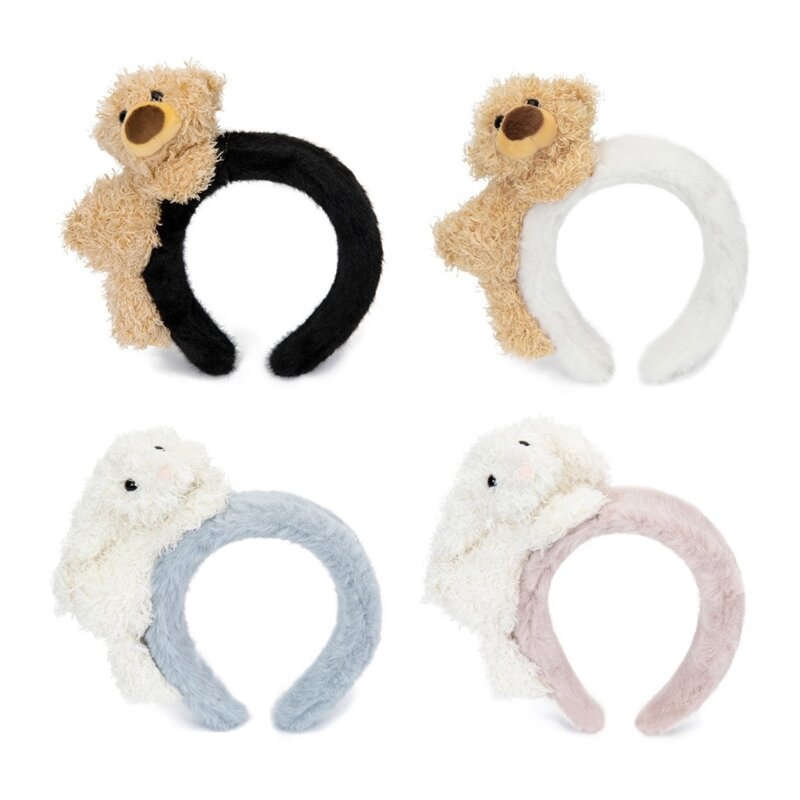Пушистые повязки для волос с мультяшным медведем, милая повязка на голову, забавный костюм, головной убор с медведем
