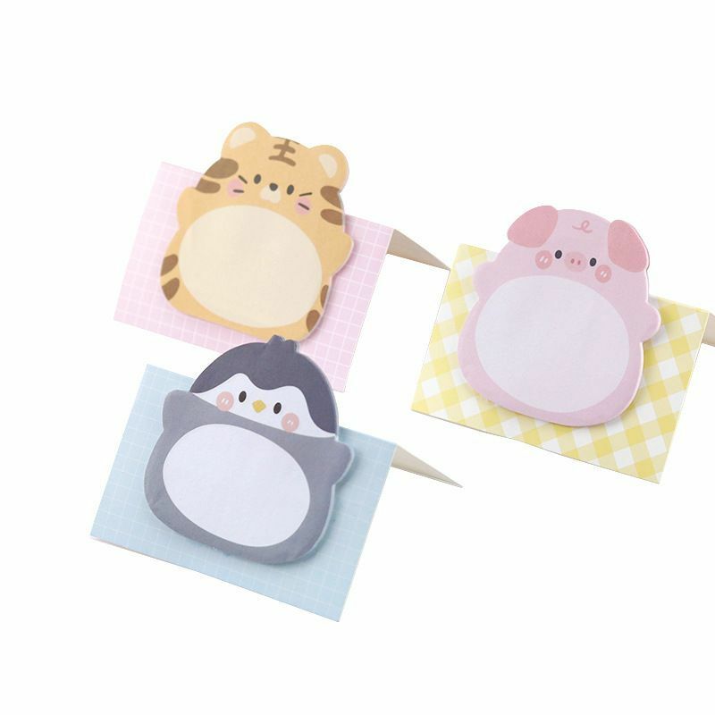 1 Piece Adhesive Kawaii Cartoon Animals Sticky Notes Notepad Memo Pad Office School Supplies Stationery Sticker