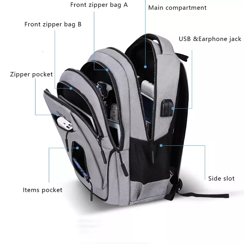 Oxford High School Men Bags Capacity Boy Gril Backpack Backpack College Black Laptop Backpacks Solid Teen 15.6 Student Large