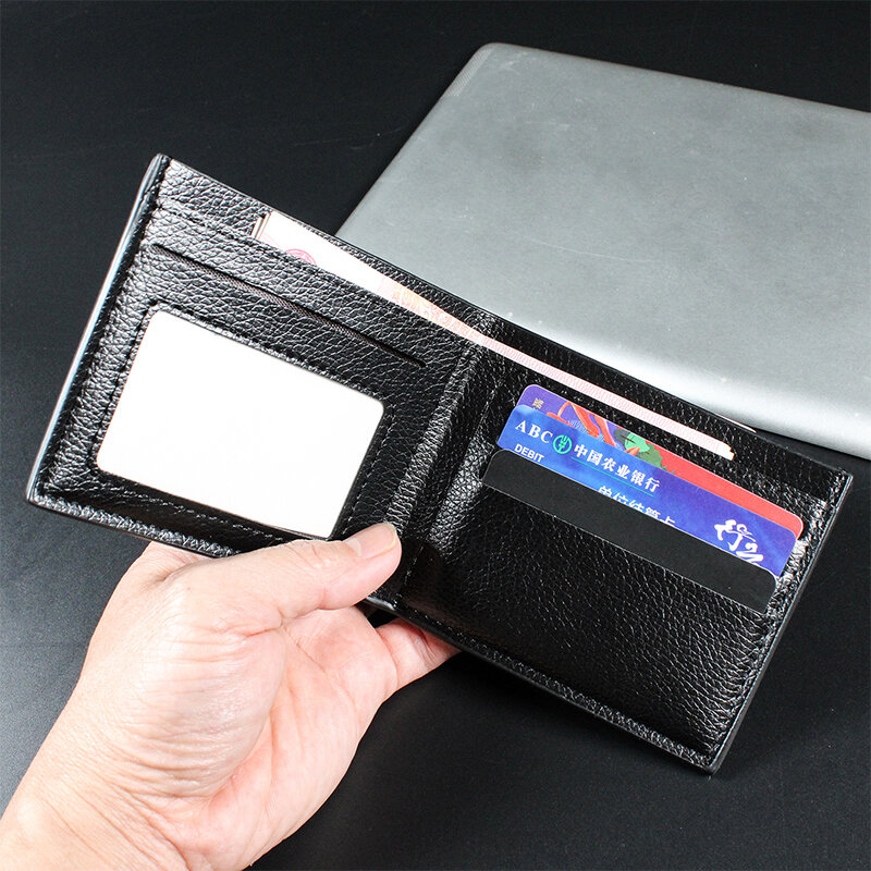 Модный мужской кошелек из искусственной кожи 1 шт., короткий двухскладной бумажник, деловой Тонкий держатель для кредитных карт, удостоверения личности, бумажники в подарок