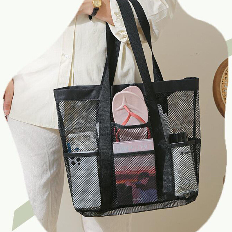 Tas jinjing selam jala besar dengan kompartemen dalam terpisah, tas mandi portabel dengan pegangan tahan lama