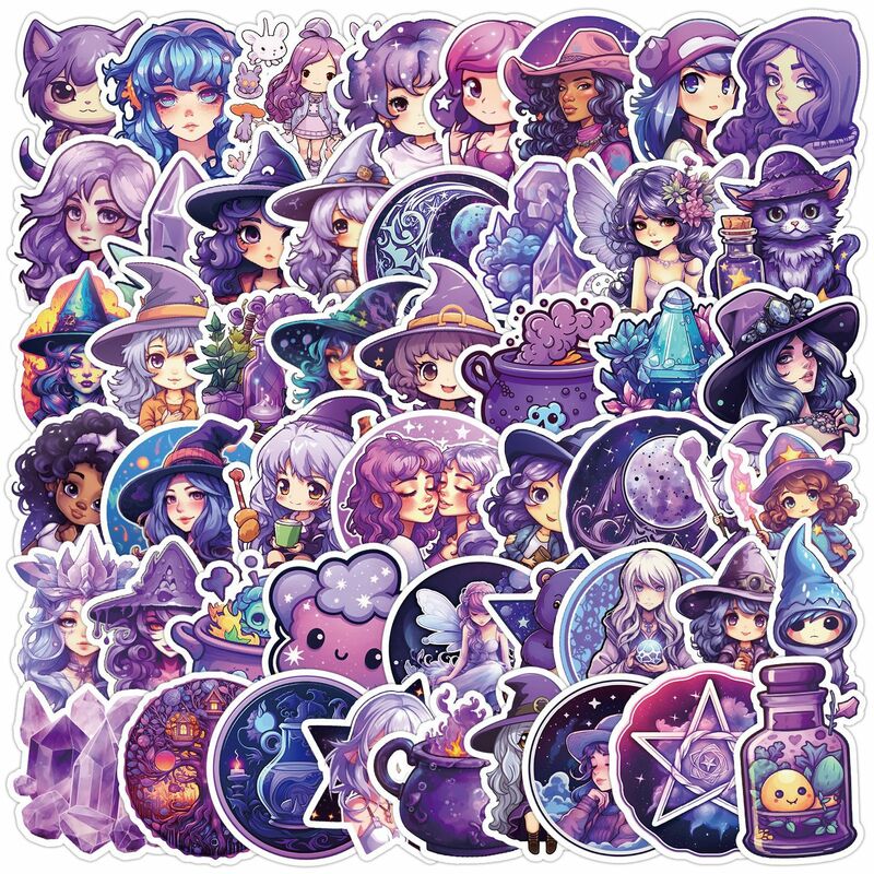 50Pcs Purple Magic Series Graffiti Stickers Suitable for Laptop Helmets Desktop Decoration DIY Stickers Toys Wholesale