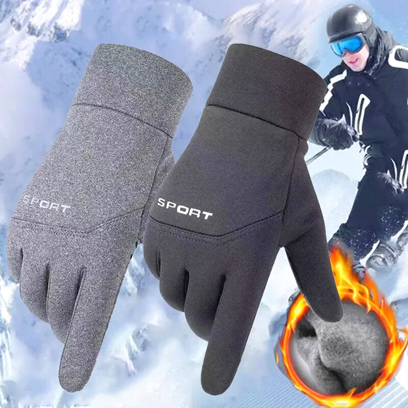 Мужские зимние водонепроницаемые велосипедные перчатки, спортивные теплые мотоциклетные перчатки для сенсорных экранов, Нескользящие ветрозащитные флисовые перчатки для вождения, женские