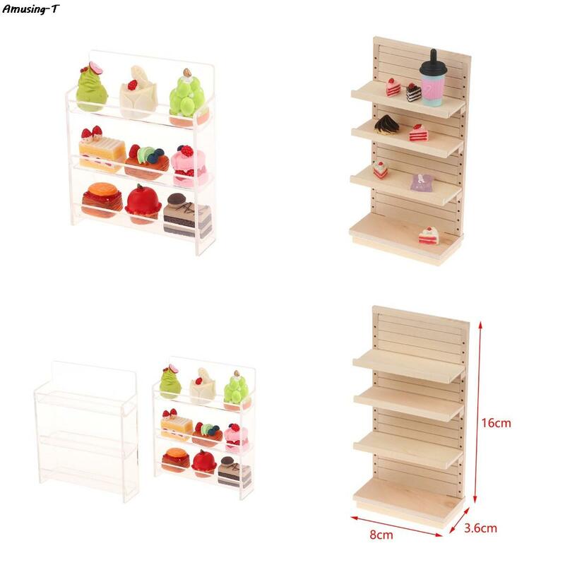 Dollhouse Storage Rack for Dolls, Cake Display Cabinet, Móveis de Cozinha, Decoração de Casa, Cena Toy, Escala 1/12