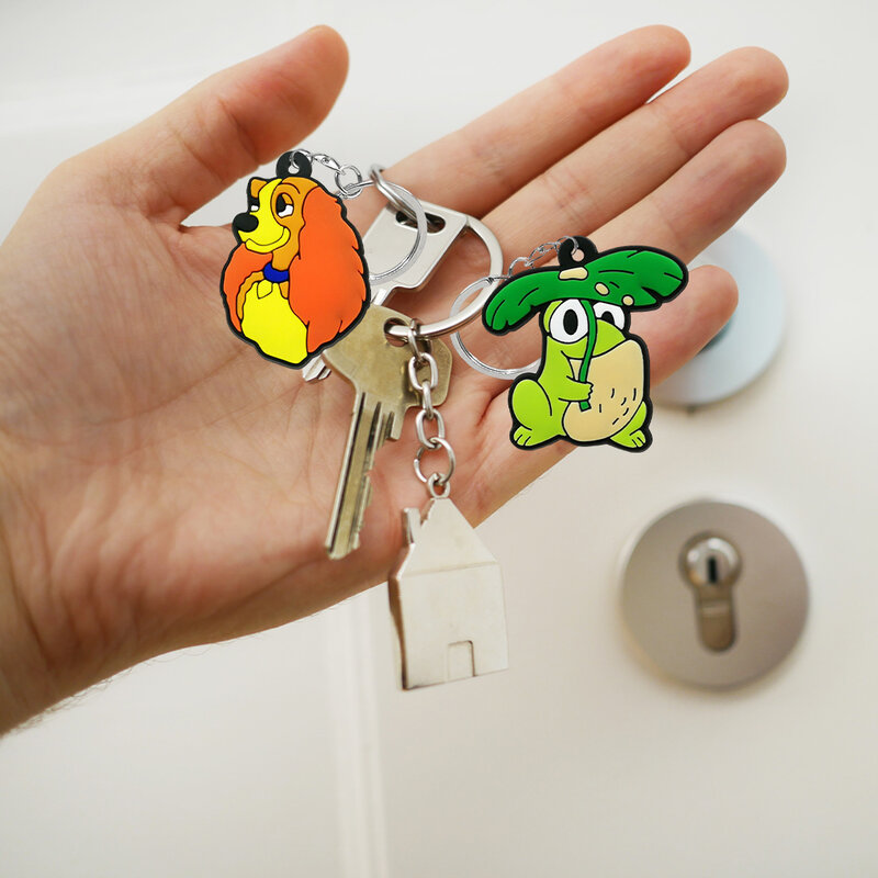 حلقة سلسلة مفاتيح حيوانات كرتونية ، حامل سلسلة مفاتيح لباب المنزل محمول لطيف ، زخرفة حقيبة يد ، قلادة حلقة مفاتيح