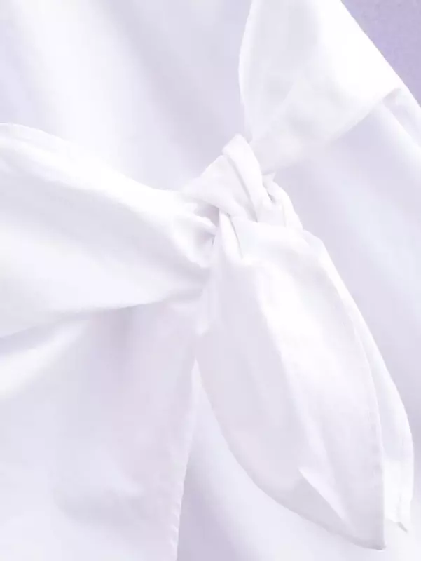 Blusa de popelina asimétrica para mujer, camisa Vintage de manga corta con botones, elegante, con decoración de cordones, nueva moda